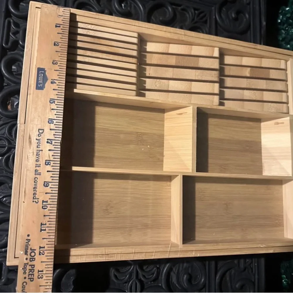 bamboo expandable cutlery and utensil drawer organizer